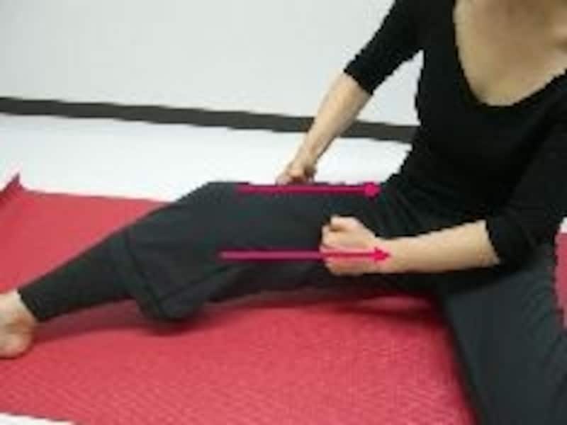 太もも全体をまんべんなくマッサージ