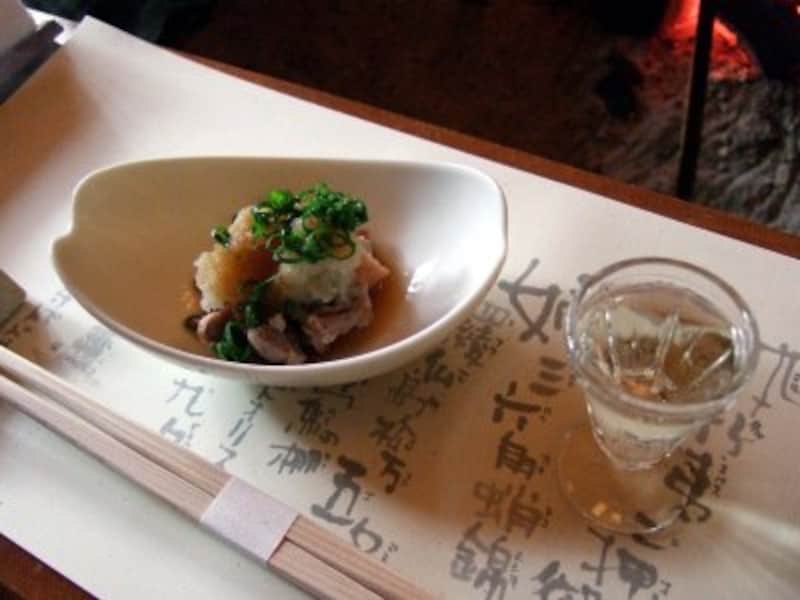 柚子酒とポン酢の和え物。