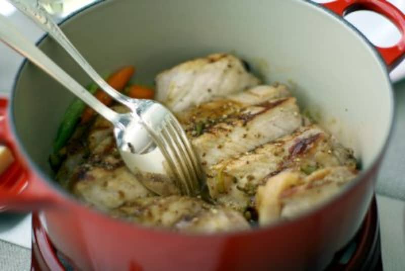 国産豚ロースのソテー わけ葱 人参。