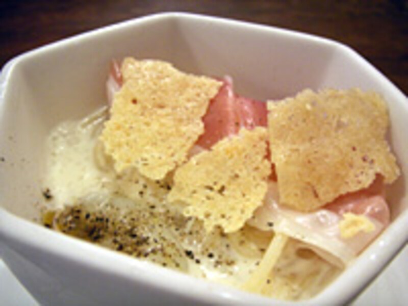 冷たいカルボナーラスパゲッティーニ