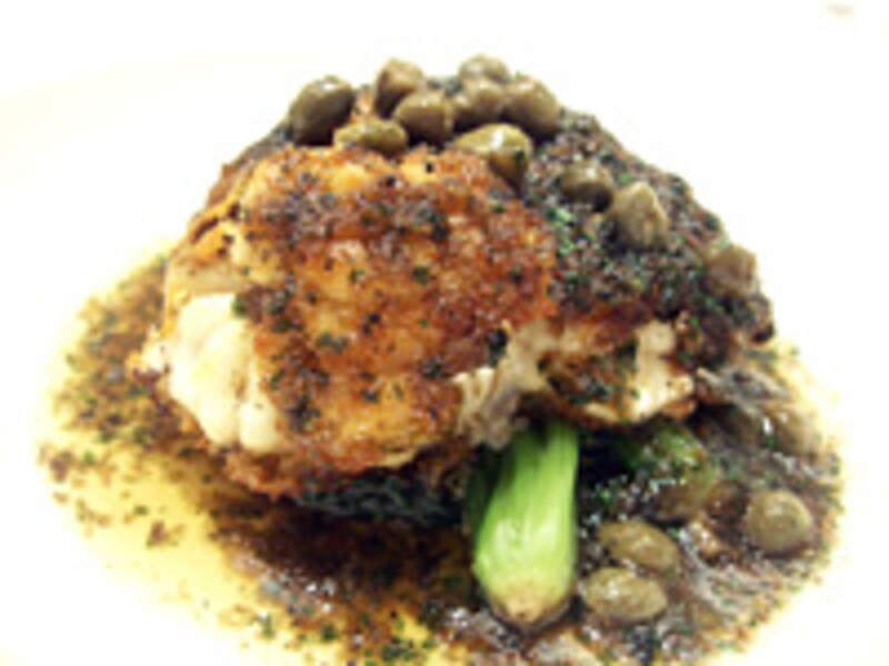 真鱈の白子のムニエル、ケイパー風味の焦がしバターソース