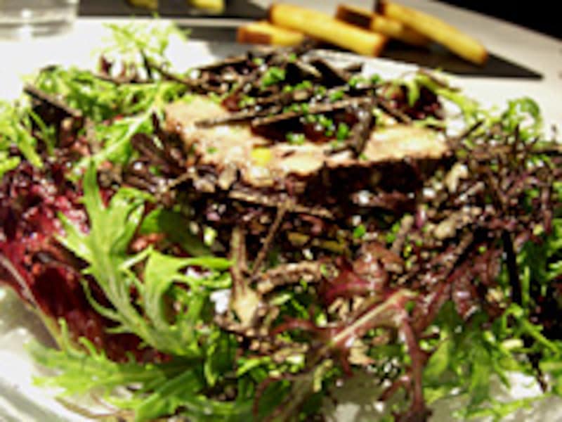 ジビエ（ベカス・ペルドロー・フザンヌ・パロンブ・コルベール）のテリーヌ、ロワイヤル風 “レ・クレアシヨン・ド・ナリサワ”～ペリゴール種・フレッシュ黒トリュフのサラダ～