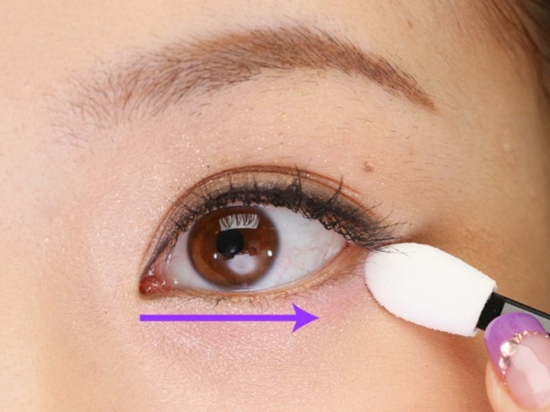 目頭から目尻にむかって