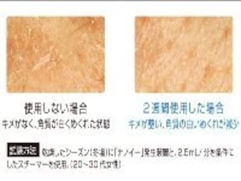 ナノイーを浴びるとキメが整って角質のめくれも減少