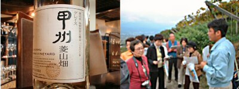 <私のお気に入り『菱山』>&<親切な説明をしてくださるワインアドバイザーの金子さん><br>小澤酒造、奥様によるご挨拶