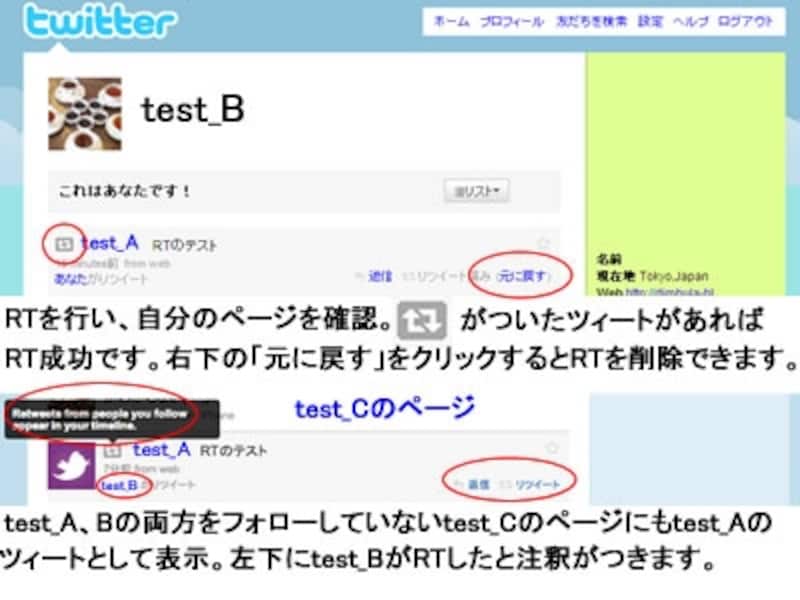 公式のRTは単純に自分のフォロワーに任意のツィートを広げるためのものです。