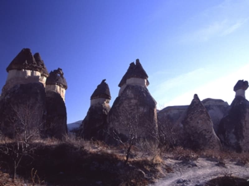 ゼルヴェのキノコ岩。パシャパーからこんな奇岩群がつづいている ©牧哲雄
