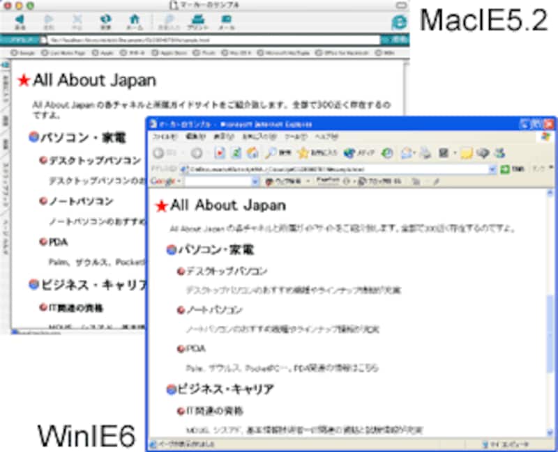 Internet Explorerで見た場合
