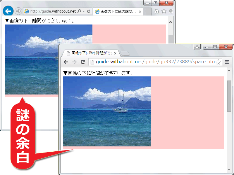 どんなブラウザでも、画像の下に隙間ができる