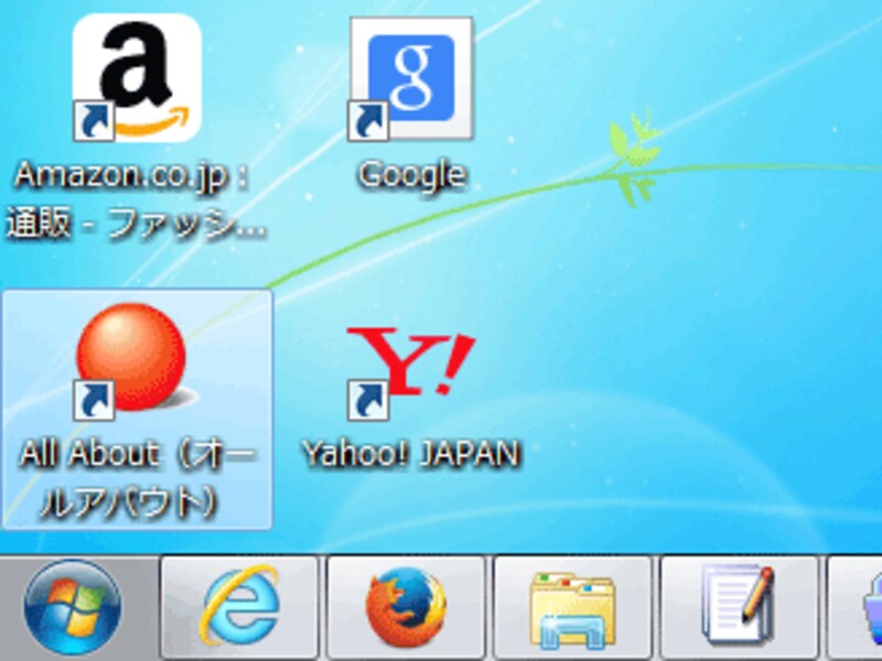 ウェブサイトへのショートカットをデスクトップ上に置いた際にもファビコンが使われる
