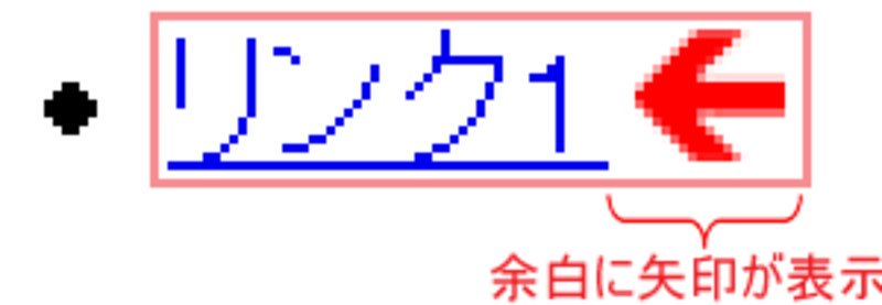 (設けた余白に矢印が表示される)