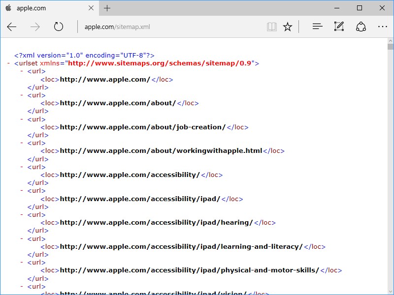 AppleのXMLサイトマップ
