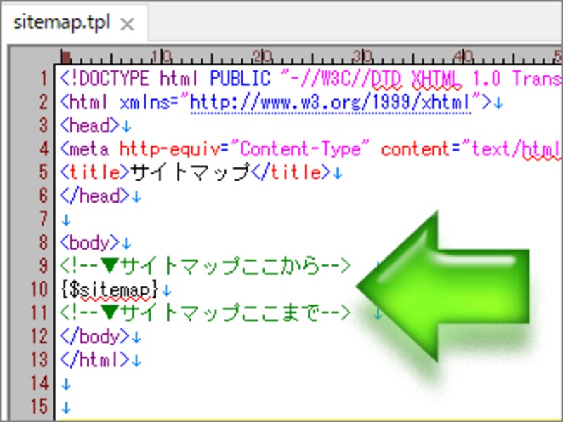 サイトマップページ生成用のテンプレートファイル