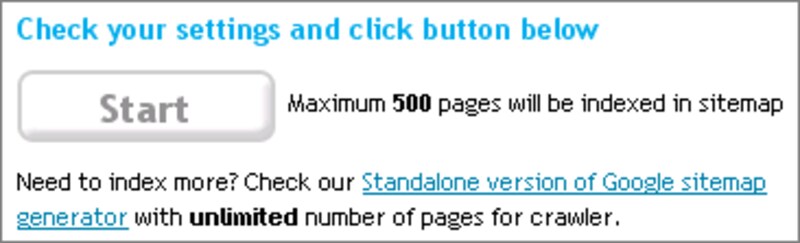 Startボタンをクリックするとサイトマップの作成が開始される