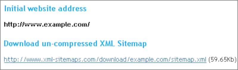 サイトマップファイルをダウンロードする