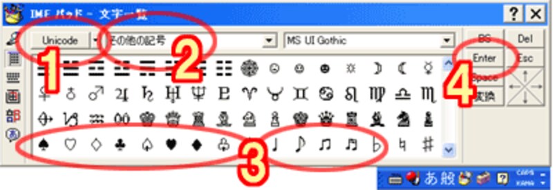 入力したい記号を選んで「Enter」ボタンを押す