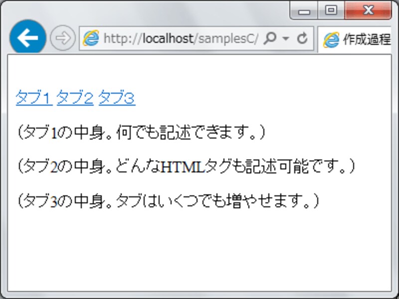 先のHTMLソースをブラウザで表示させたところ