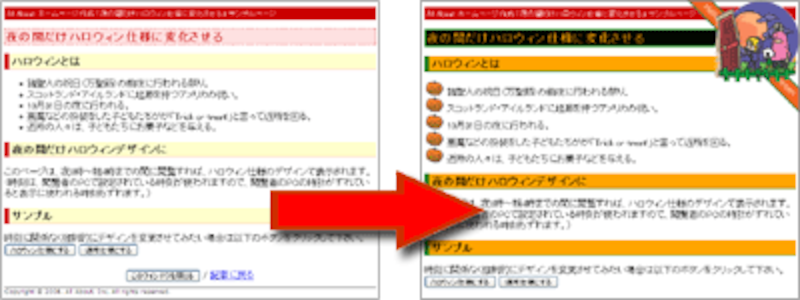 スタイルシートを切り替えることでページ全体のデザインを変更