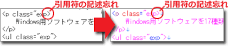 記述ミスが一目で分かる例