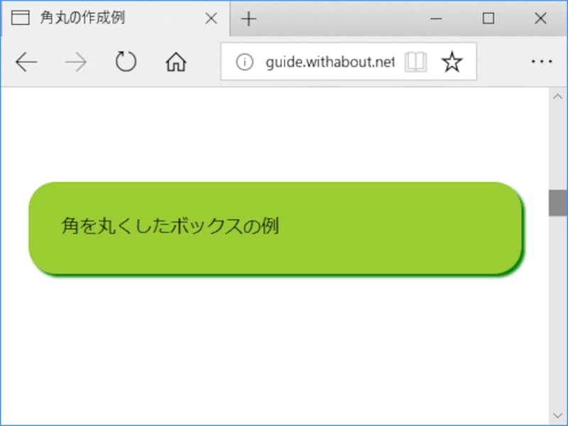 背景色で塗りつぶされたボックスでも、border-radiusプロパティを使えば角を丸くできる
