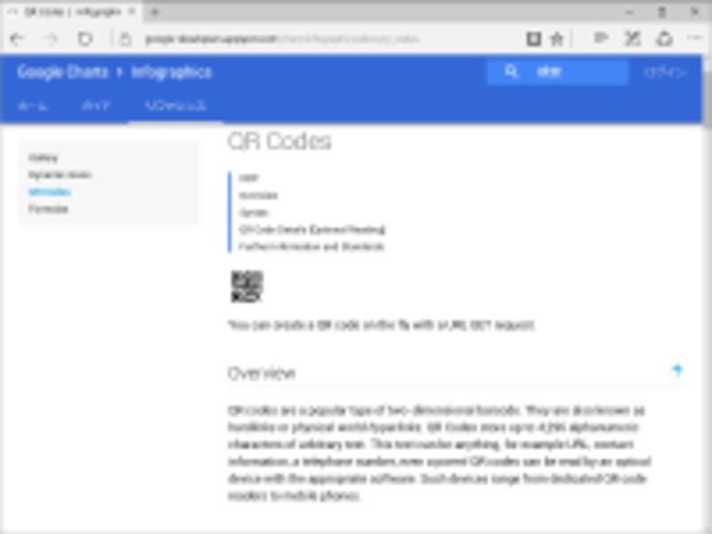 QR Codes API ページ