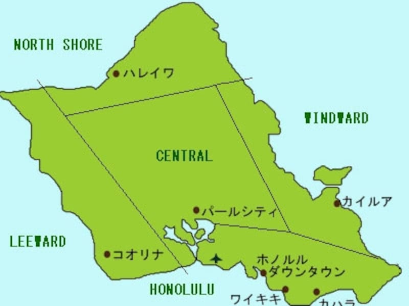 オアフ島エリアマップ