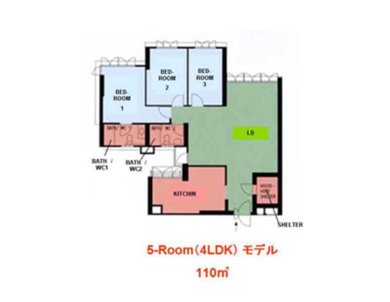 5-Roomのモデルプラン例。