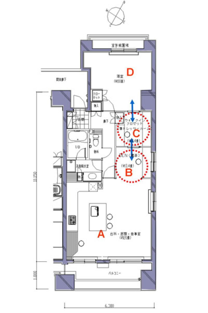 【図4】DINKS夫婦向け間取り例