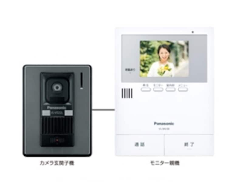 LEDライト搭載で夜でもカラ―で来訪者を確認できる。シンプルスリムなデザイン。[テレビドアホン　VL-SV38KL]