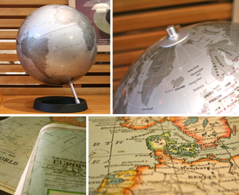 「知的」薫る、地球儀&アンティーク地図