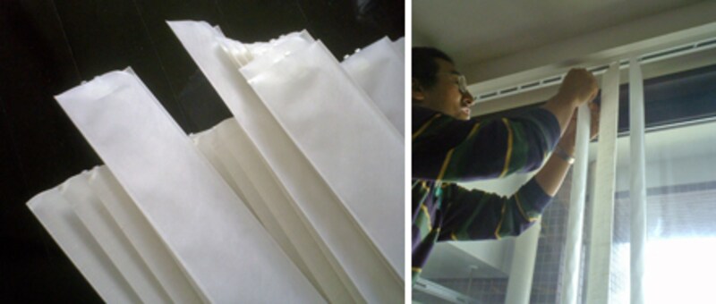 取り付け前のベインと、取り付けの様子