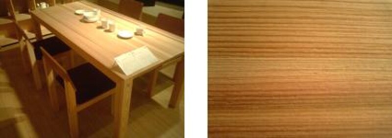 木目の美しい、大きなテーブル