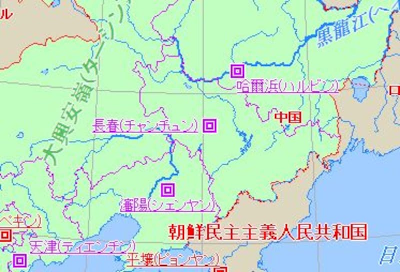 中国北東部の地図
