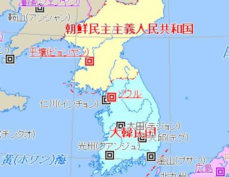 朝鮮半島の地図