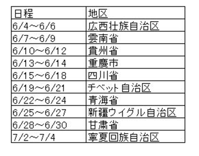 国内ルートスケジュール（２）