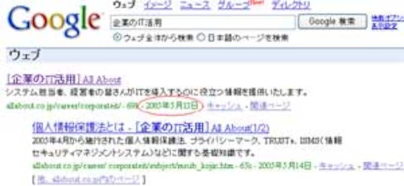 Google検索結果：日付入り