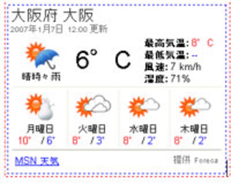 都道府県単位で天気を表示できる