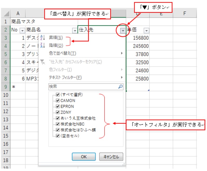 Excel2016での操作画面
