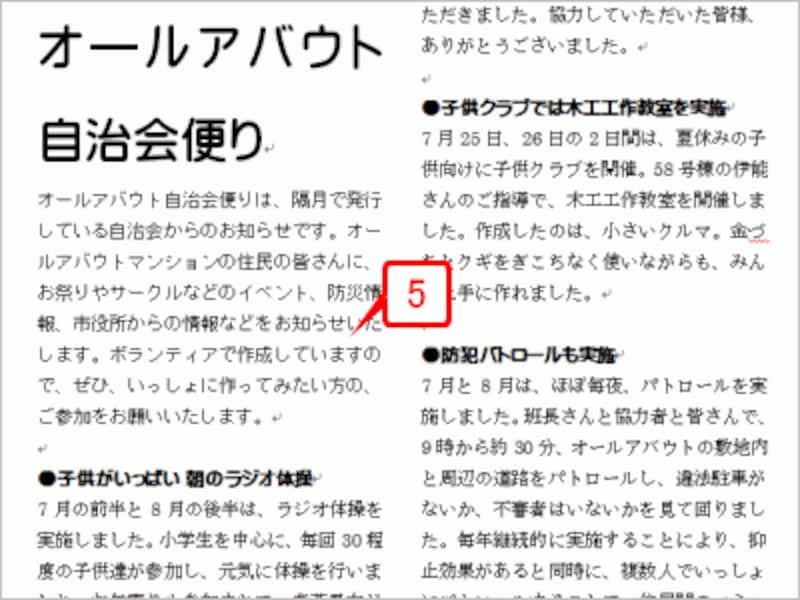 文書全体が段組みになります