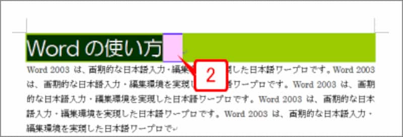 入力した空白を選択し、［Ctrl］+［C］キーでクリップボードにコピーします。