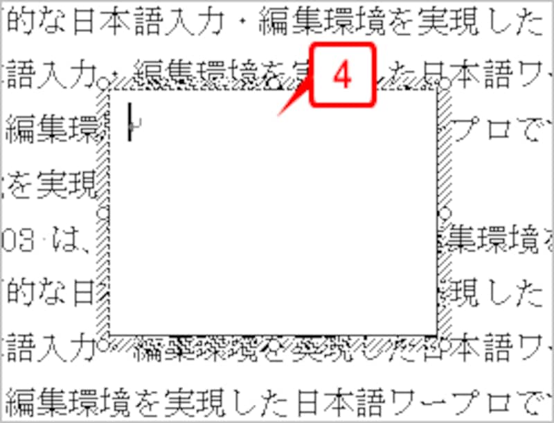 テキストボックスが作成されて、内部でカーソルが点滅する状態になります。もちろん、文字を入力できます