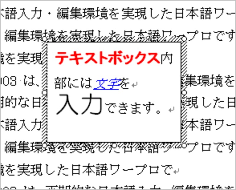 テキストボックス内の文字にはフォントやサイズなどの書式を設定できます