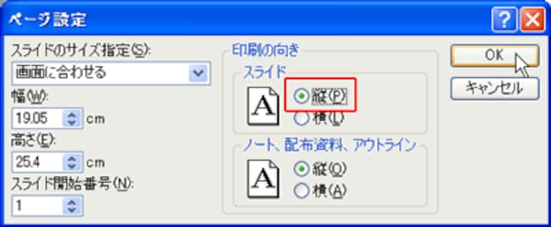 スライドの向きを変更する