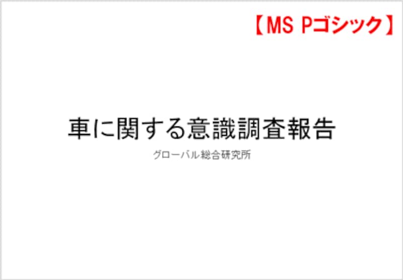 PowerPoint2013以前のバージョンでは、「MS Pゴシック」のフォントが標準で設定されました