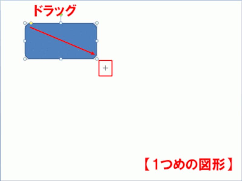 1つめの図形を描いたあとも、マウスポインタの形は変わらない。