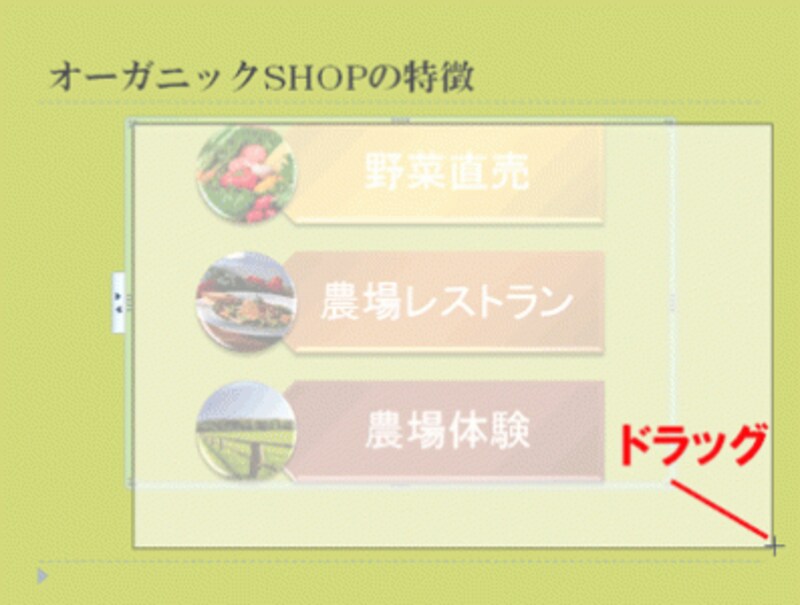 概念図全体を移動するときは、周りの青い枠線上をドラッグする