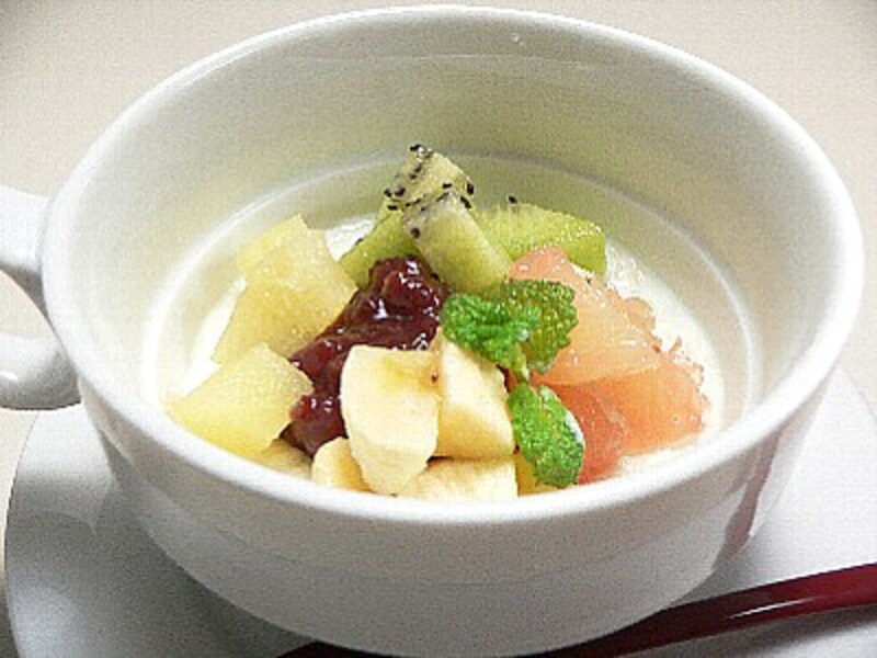 ミルクライスのフルーツ盛りの完成