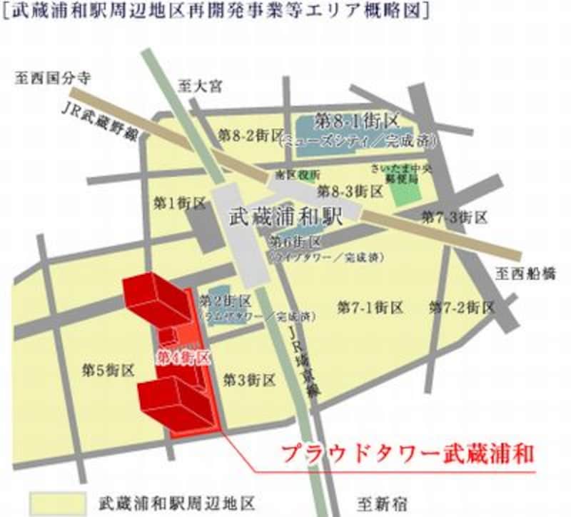 武蔵浦和駅エリア再開発事業等概略図