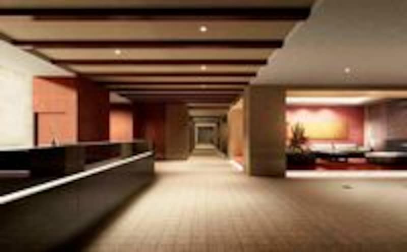 同マンションのロビー完成予想図。