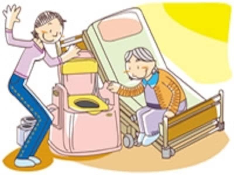 ポータブルトイレなどの利用で、できるだけ自力での排せつを心がけましょう